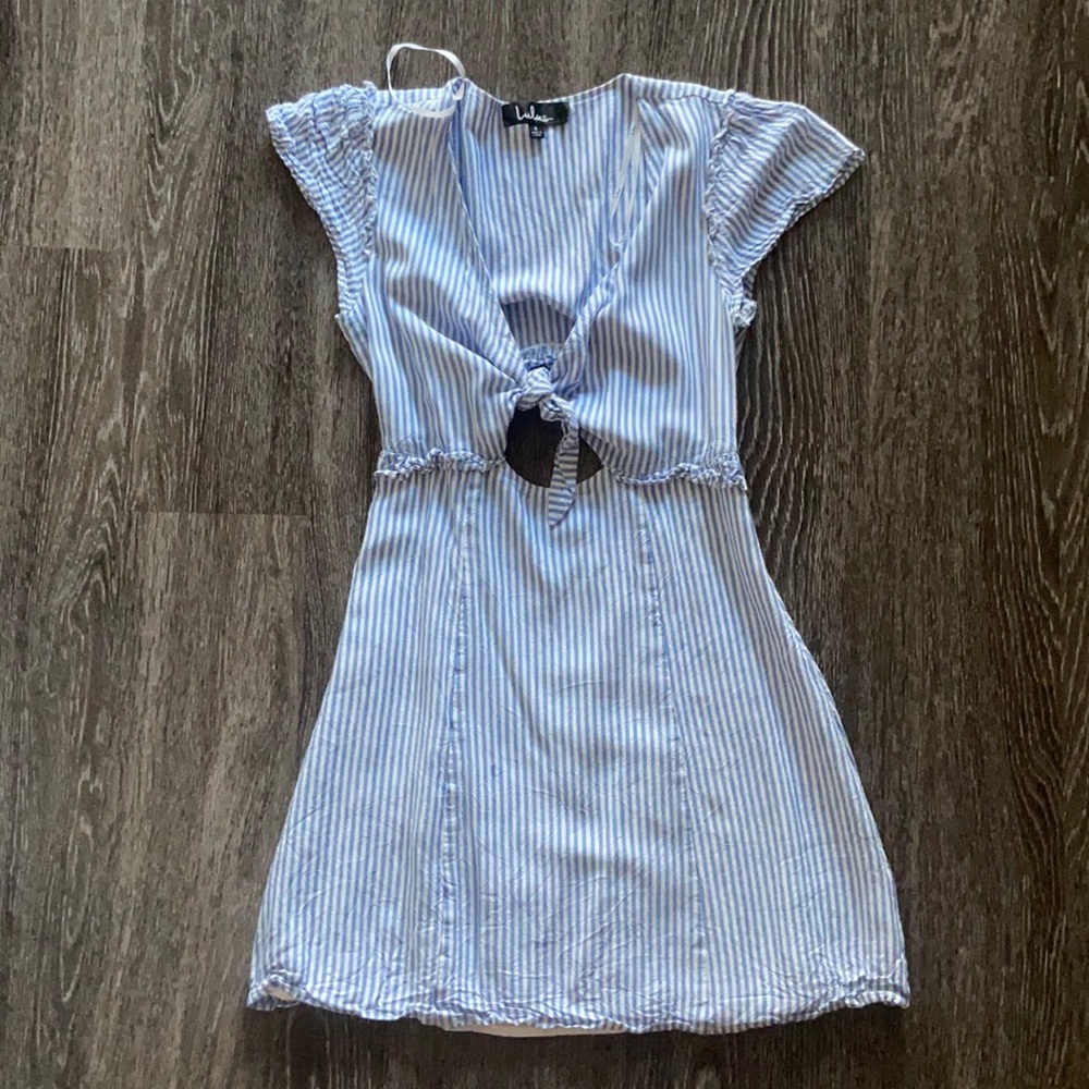 Lulus striped dress with front tie and back detail